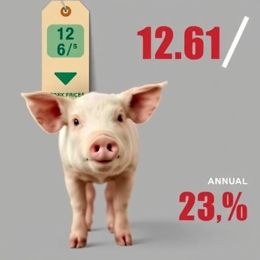 全国生猪平均价格12.61元/公斤同比下跌23.9%