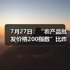 中国农产品价格指数微升,市场行情涨跌幅揭秘 7月27日:“农产品批发价格200指数”比昨天上升0.27个点(图1)