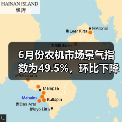 6月份农机市场景气指数为49.5%，环比下降0.2个百分点（图1）
