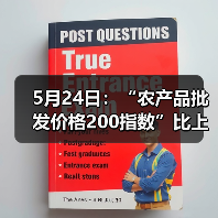 农产品价格指数微降 部分品类价格波动明显 5月24日:“农产品批发价格200指数”比上周五下降0.26个点(图1)