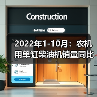 2022年1-10月:农机用单缸柴油机销量同比下降29.32% 2022年1-10月:农机用单缸柴油机销量同比下降29.32%(图1)