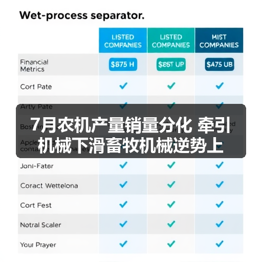 7月农机产量销量分化 牵引机械下滑畜牧机械逆势上涨